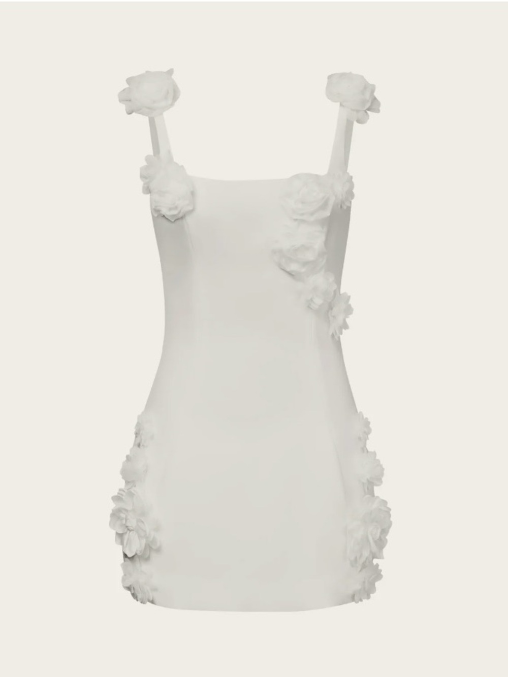 JW PEI Cream Floral Applique Mini Dress